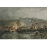 J T Willmore after J M W Turner, hand coloured engraving, Dover, image size 16" x 24.5", framed