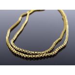 A long 10ct gold box link chain, length 780mm, 41.9g