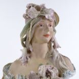 A Royal Dux porcelain bust, pattern no. 506, height 51cm