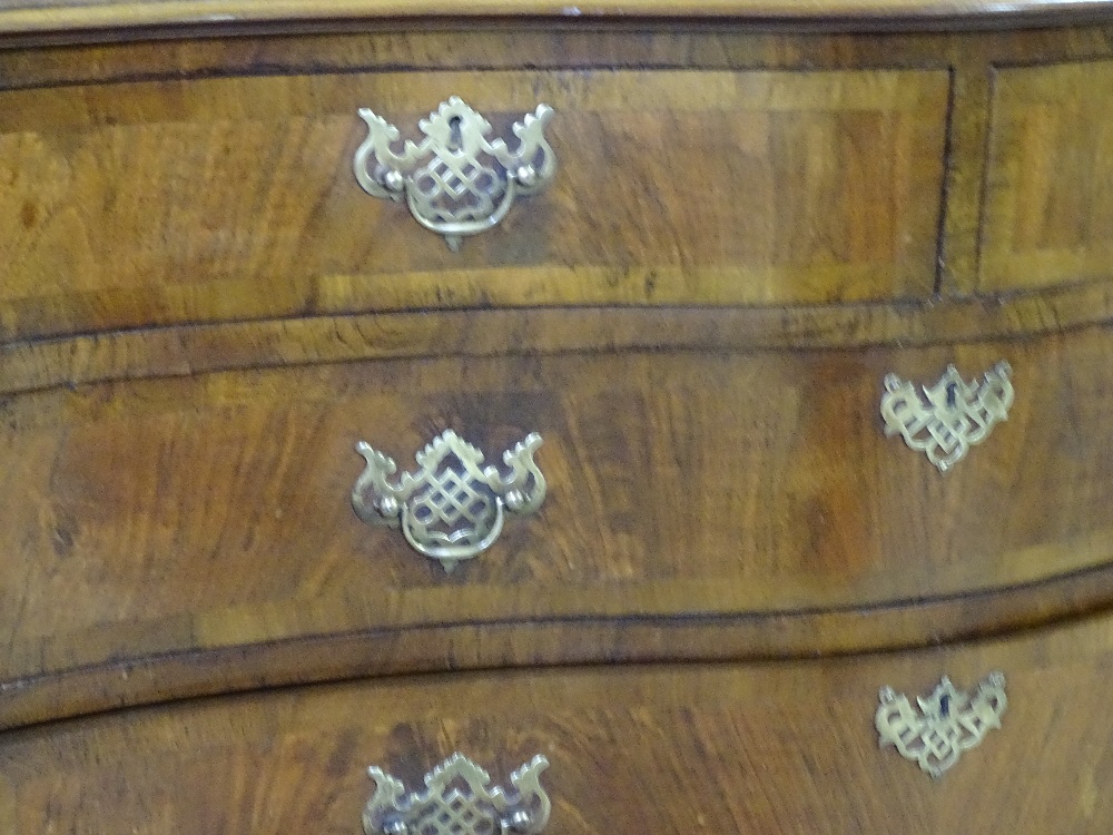 A 19th century mahogany serpentine chest of drawers, with fluted columns and brass escutcheons, - Image 4 of 4