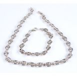 An Italian sterling silver necklace and bracelet set, necklace length 390mm, bracelet length