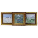 Peter Jay, 3 oils on board, rural scenes, 6" x 6", framed