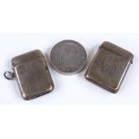 2 silver Vesta cases, and a novelty coin design lighter (3)