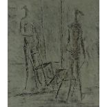 Richard Claughton, crayon drawing, study for sculptors, signed on the mount with label verso, 18"
