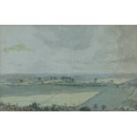 18th century watercolour, view over Norbury Park Surrey, unsigned, with Agnew's label verso, 5" x