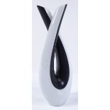A Rosenthal rare 1950s black and white double-stem twist vase, height 29cm