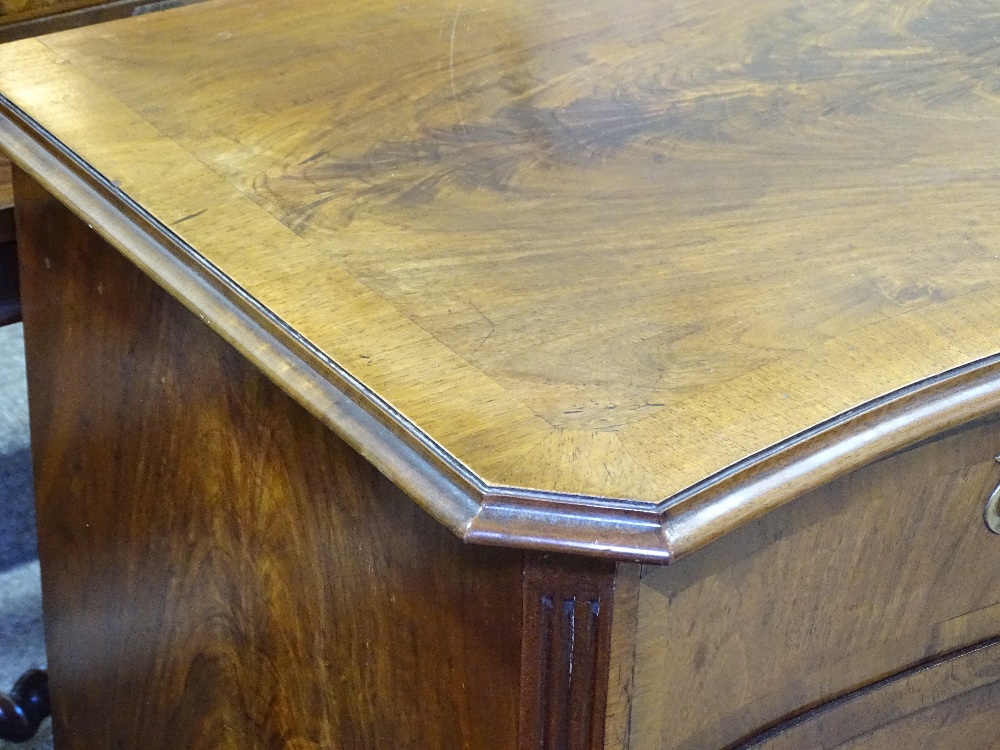 A 19th century mahogany serpentine chest of drawers, with fluted columns and brass escutcheons, - Image 3 of 4