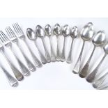A quantity of silver bead edge cutlery, including forks and spoons, 14oz total