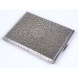 A Continental silver rectangular cigarette case, with allover engraved foliate decoration, maker's
