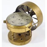A good quality gilt-brass cased anemometer, with silvered dial and multiple inner dials, diameter