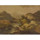 Early 19th century Scottish School, watercolour, mountain landscape, unsigned, 11" 15", framed