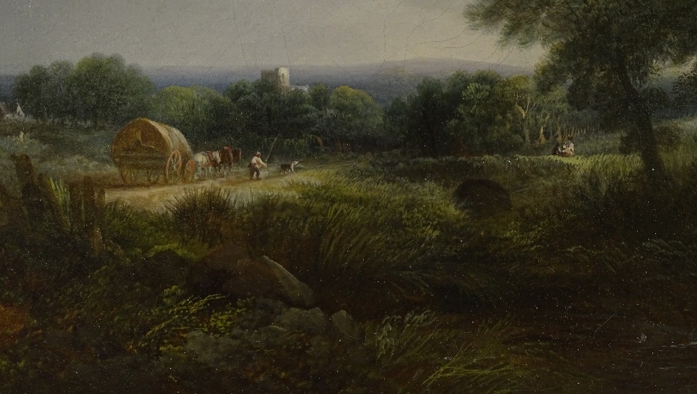 Arthur Beattie, oil on canvas, rural landscape, 16" x 24", framed - Image 3 of 4