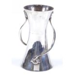 An Art Nouveau silver 2-handled fluted vase, by Walker & Hall, hallmarks Sheffield 1904, height 10.
