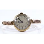 A lady's 9ct gold Vintage J W Benson Mechanical wristwatch, 15 jewel movement on 9ct expanding