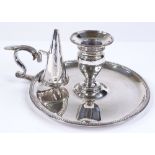A Georgian silver chamber stick and candle snuffer, with beaded edge, by Edward Jay, hallmarks