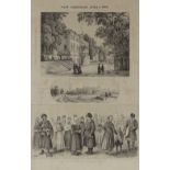 A pair of 19th century Russian prints, architectural studies, and street scenes, circa 1850, 20" x