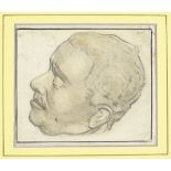 Sergei Diaghilev, early 20th century pencil and chalk, portrait study, 4" x 5", mounted