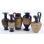 5 various Doulton glazed stoneware vases and jugs, largest height 19cm (5)