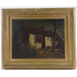 Jan Striening (1827 - 1903), oil on canvas, farm cottage, 15" x 20", framed