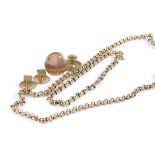 A group of gold jewellery, including 9ct belcher link necklace and matching bracelet, and 4 9ct