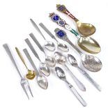 Various silver and enamel cutlery, including Georg Jensen, 8.3oz total