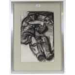 T Gallagcher, 2 charcoal drawings, coal miners, 1980, largest 29" x 19", framed (2)