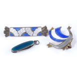 2 Norwegian silver and enamel brooches, and an enamel miniature penknife (3)