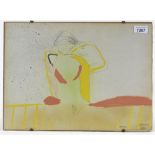 Snowdon?, mixed media on paper, modernist figure, indistinctly signed, 12" x 16", framed