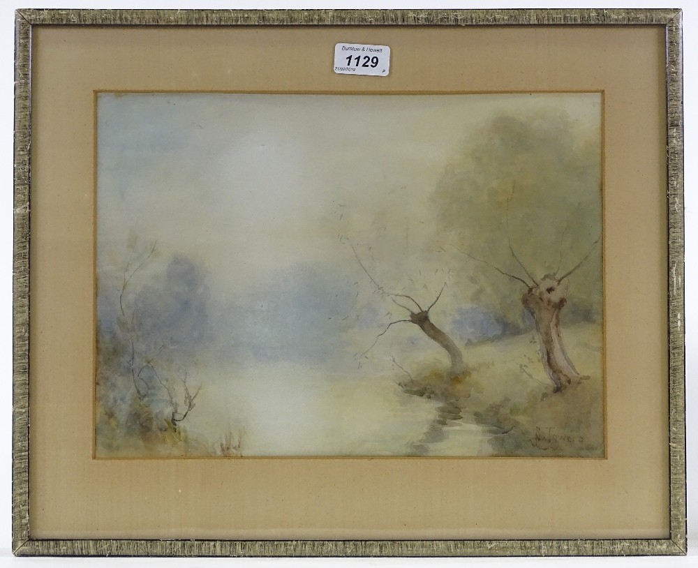 Samuel Towers (1862 - 1943), watercolour, still waters, signed, 10" x 14", framed - Image 2 of 4