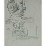 Second War Period pencil sketch, field hospital, indistinctly signed, dated 1944, together with a