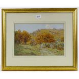 Ridgard Hartley, watercolour, farm landscape, 9" x 14", and J Deane Simmons, watercolour,