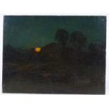 Late 19th century Cornish School, oil on canvas, sunset farm scene, unsigned, 18" x 24", unframed