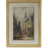 Charles James Keats, pair of watercolours, Continental street scenes, 20" x 12", framed