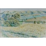 Guy Malet (1900 - 1973), watercolour, the Downs from The Lodge Hotel Ditchling Sussex, signed, 13.5"