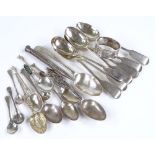 Various silver teaspoons, a napkin ring, a silver pencil etc, 7oz total