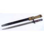 A First War Period Wilkinson's 1907 pattern sword bayonet, original leather scabbard, blade length