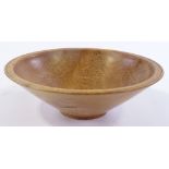 A turned ace wood bowl, monogram to underside, diameter 27cm