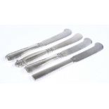 4 Danish silver Georg Jensen butter knives (3 different designs), length 15cm, 4.3oz