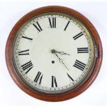 A 19th century mahogany dial wall clock, painted dial and 8-day single fusee movement, diameter 36cm