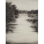 Johnstone Baird, etching, the River Seine, signed in pencil, plate size 12" x 9", framed