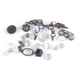 Various loose stones, including cabochon star garnet, moonstones, opals etc