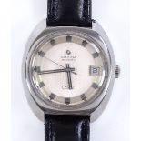 A Vintage Certina DS-2 Automatic wristwatch, stainless steel case with piecrust dial and date
