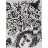 Marc Chagall, original lithograph, couple beside a tree, published by Mourlot, no. 292, 1960,