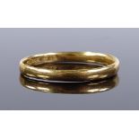 A 22ct gold wedding band ring, maker's marks C G and S, band width 2.6mm, size O, 2.1g