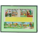 2 frames of original gouache illustrations from Jack and Jill annuals