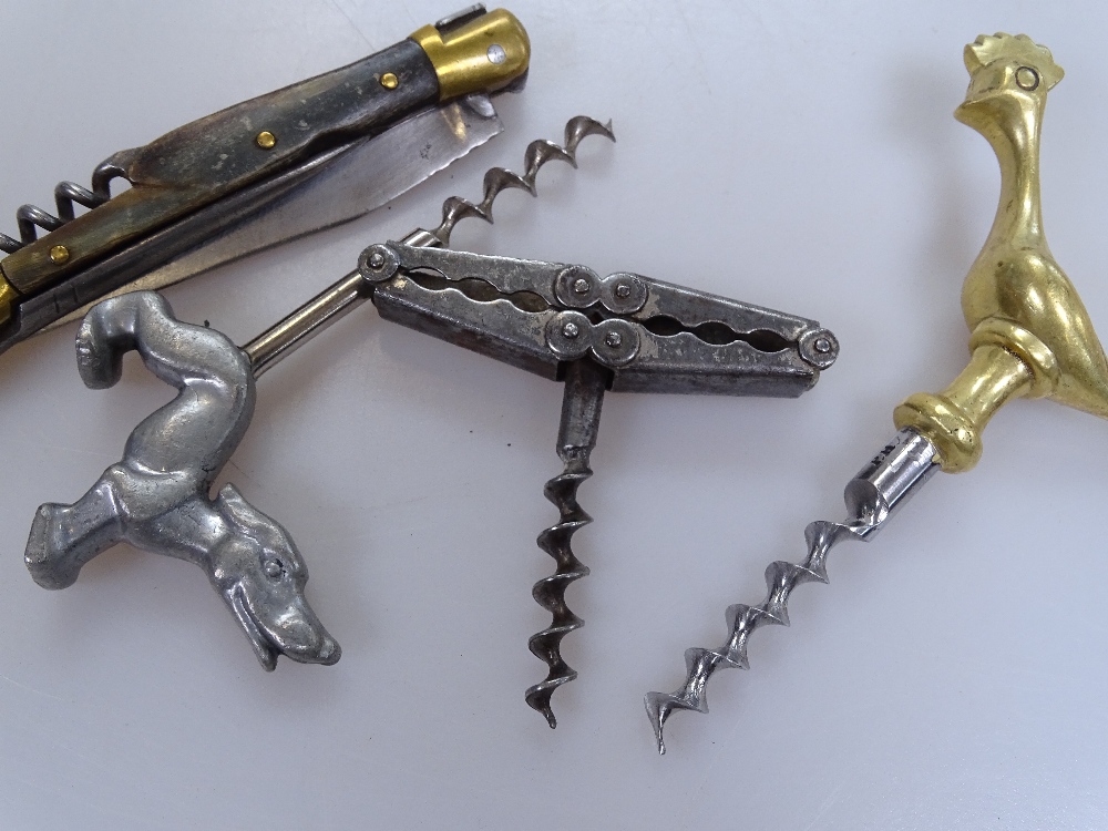 A horn and brass novelty penknife / corkscrew, and 3 other novelty corkscrews (4) - Image 2 of 2