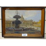 An early 20th century oil on board, city scene, indistinctly signed, 7" x 10"