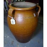 A salt glazed 3-handled garden pot