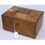 A 19th century carved mahogany workbox, with fitted interior and contents