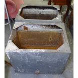 A pair of galvanised metal water tanks, L59cm